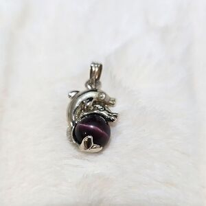 Dolphin Pendant with Purple Accent
